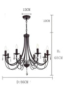 Black iron chandelier with crystal pendant dining room lighting