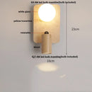 DecorBites™ Black Iron LED Wall Light Fixture Coffee Nordic Wood Switch Bedside Lamp