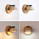 DecorBites™ Black Iron LED Wall Light Fixture Coffee Nordic Wood Switch Bedside Lamp