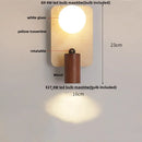 DecorBites™ Black Iron LED Wall Light Fixture Coffee Nordic Wood Switch Bedside Lamp