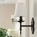 Retro dark bronze iron wall lamp bedroom fabric sconce