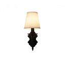 Retro dark bronze iron wall lamp bedroom fabric sconce