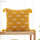 DecorBites™ Black Ivory Mustard Tassel Woven Cushion Cover for Home Decoration
