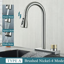 DecorBites™ Black Kitchen Faucet 4 Function Brass Single Hole Mixer Deck Mounted