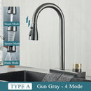 DecorBites™ Black Kitchen Faucet 4 Function Brass Single Hole Mixer Deck Mounted