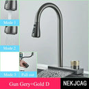 DecorBites™ Black Kitchen Faucet: Flexible Pull Out 3 Nozzle Mixer Tap