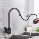 DecorBites™ Black Kitchen Faucet Pull Out Mixer Square Single Handle Deck Mounted Tap
