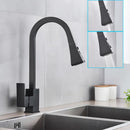 DecorBites™ Black Kitchen Faucet Pull Out Mixer Square Single Handle Deck Mounted Tap