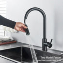 DecorBites™ Black Kitchen Faucet: Single Handle Pull Out Mixer, Two Function Hot and Cold Water Taps