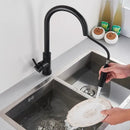 DecorBites™ Black Kitchen Faucet: Single Handle Pull Out Mixer, Two Function Hot and Cold Water Taps