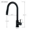 DecorBites™ Black Kitchen Faucet: Single Handle Pull Out Mixer, Two Function Hot and Cold Water Taps