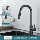 DecorBites™ Black Kitchen Faucet: Single Handle Pull Out Mixer, Two Function Hot and Cold Water Taps