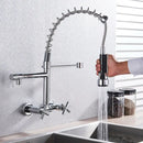 DecorBites™ Black Kitchen Faucet Wall Mounted Dual Swivel Spouts Vessel Sink Mixer Tap