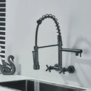 DecorBites™ Black Kitchen Faucet Wall Mounted Dual Swivel Spouts Vessel Sink Mixer Tap