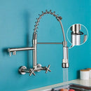 DecorBites™ Black Kitchen Faucet Wall Mounted Dual Swivel Spouts Vessel Sink Mixer Tap