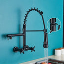 DecorBites™ Black Kitchen Faucet Wall Mounted Dual Swivel Spouts Vessel Sink Mixer Tap