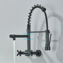 DecorBites™ Black Kitchen Faucet Wall Mounted Dual Swivel Spouts Vessel Sink Mixer Tap