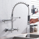 DecorBites™ Black Kitchen Faucet Wall Mounted Dual Swivel Spouts Vessel Sink Mixer Tap