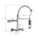 DecorBites™ Black Kitchen Faucet Wall Mounted Dual Swivel Spouts Vessel Sink Mixer Tap