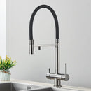 Matte black kitchen faucet with purifier and dual handles