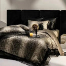 DecorBites™ Black Lace Leopard Print 1000TC Egyptian Cotton Bedding Set 4Pcs
