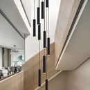DecorBites™ Black LED Crystal Staircase Chandelier: Modern Nordic Design, Creative Island Hanging Lamp