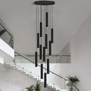 DecorBites™ Black LED Crystal Staircase Chandelier: Modern Nordic Design, Creative Island Hanging Lamp