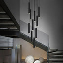 DecorBites™ Black LED Crystal Staircase Chandelier: Modern Nordic Design, Creative Island Hanging Lamp