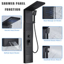 Matte black led shower column with massage jets for bathroom