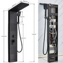 Matte black led shower column with massage jets for bathroom