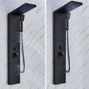 Matte black led shower column with massage jets for bathroom