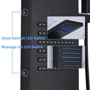 Matte black led shower column with massage jets for bathroom