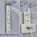 Matte black led shower column with massage jets for bathroom