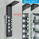 DecorBites™ Black LED Shower Faucet Panel with Waterfall Rain System & Massage Spa Spout