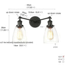 DecorBites™ Black LED Wall Sconce 2-Head Lamp for Bedroom Bathroom Mirror