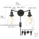 DecorBites™ Black LED Wall Sconce 2-Head Lamp for Bedroom Bathroom Mirror
