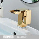 DecorBites™ Black LED Waterfall Bathroom Faucet, Deck Mounted, Three Color Change