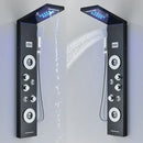 Modern black led waterfall rain shower panel with massage jets bathroom
