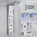 Modern black led waterfall rain shower panel with massage jets bathroom