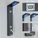 Modern black led waterfall rain shower panel with massage jets bathroom