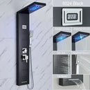 Modern black led waterfall rain shower panel with massage jets bathroom