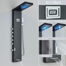 Modern black led waterfall rain shower panel with massage jets bathroom