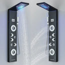 Modern black led waterfall rain shower panel with massage jets bathroom