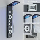 Modern black led waterfall rain shower panel with massage jets bathroom