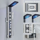 Modern black led waterfall rain shower panel with massage jets bathroom