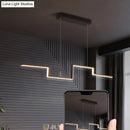 DecorBites™ Black Line Art Metal Hanging Lamp - Simplistic LED Island Lighting for Dining Room