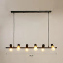 DecorBites™ Black Linear Island Pendant Light with Exposed Bulb Design - Perfect for Restaurants and Lofts