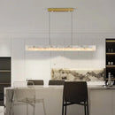 Modern black marble pendant chandelier – dining room rectangular light