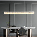 Modern black marble pendant chandelier – dining room rectangular light