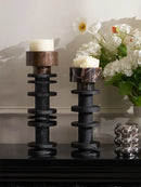 DecorBites™ Black Marble Pillar Candlestick for Elegant Table Centerpieces